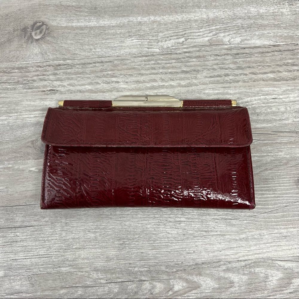 Vintage Red Long Check Book Wallet
